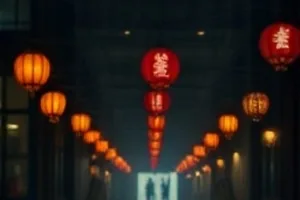 老式放映机在暗室投出锥形光束，旁边放着贴有手写标签的胶片盒