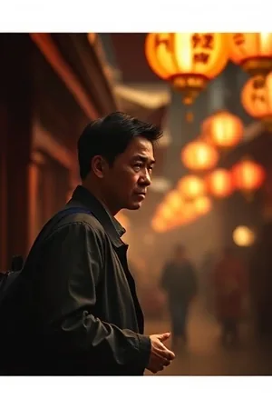 夜色中驶过天桥的列车车窗光带