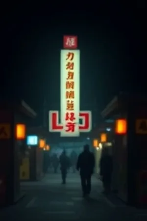老式理发店门口旋转灯柱与褪色木招牌